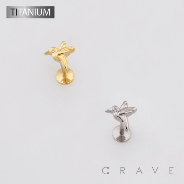 HUMMINGBIRD CHARM TOP THREADLESS PUSH IN ASTM F136 IMPLANT GRADE TITANIUM LABRET SET